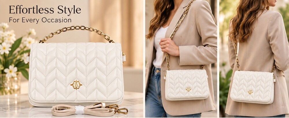 Nanette Lepore White Woman’s Crossbody/shoulder Bag Gold-tone Chain Accent
